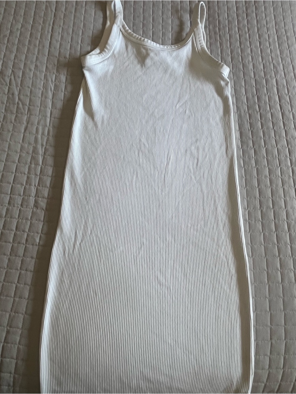 H&M Summer Holiday Light Grey Ribbed Cotton Slip Knee Vest Sun Dress Size S